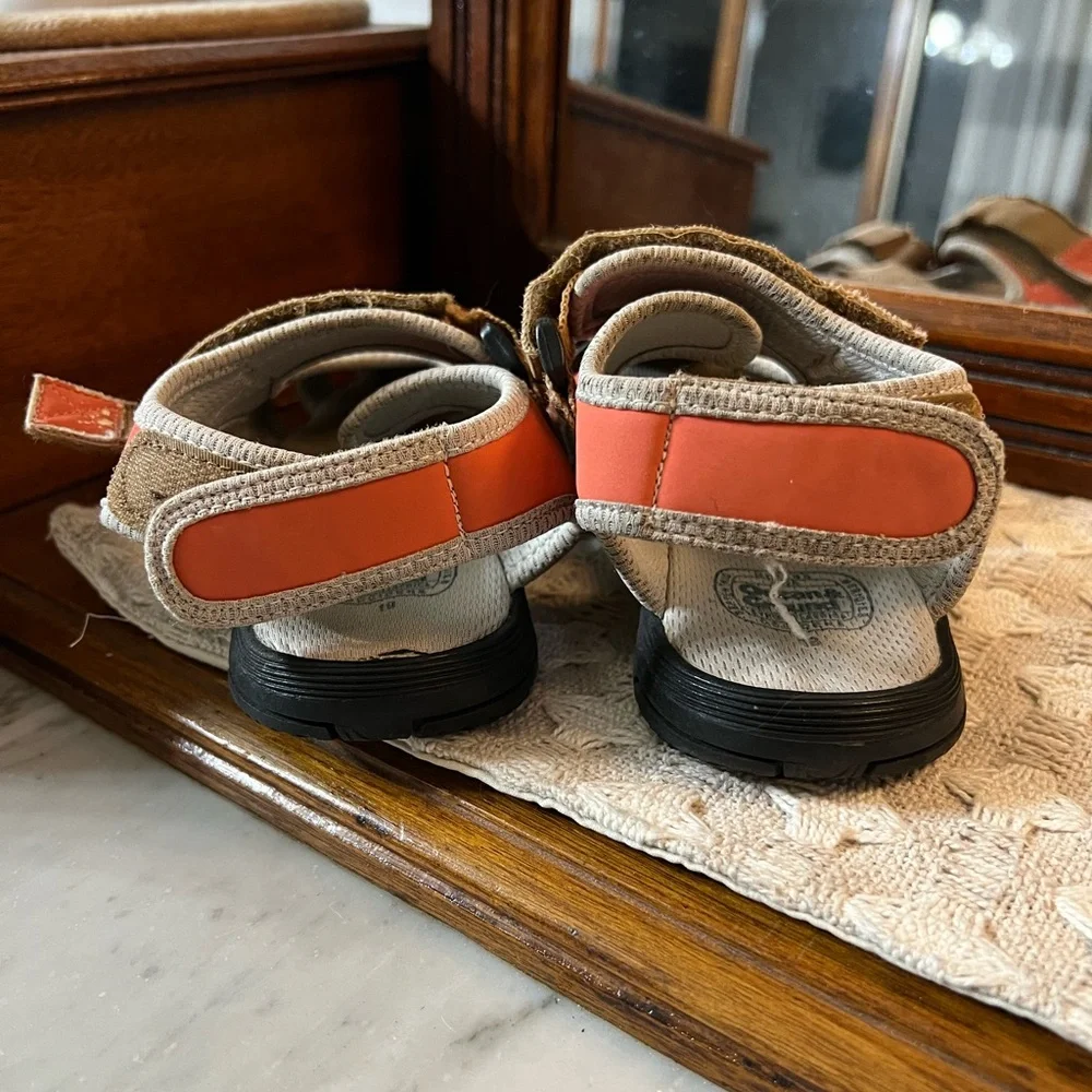 OCEAN & GROUND Classic Outdoor Rugged Sandals Orange Grey Tan Kid's Size‎ 12